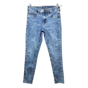 Gap Denim Favorite Jegging Medium Wash Skinny Jeans Raw Hem Size 28 Regular